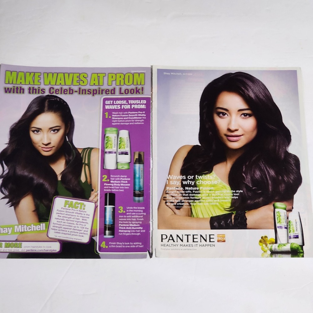 Shay Mitchell Pantene Pro-V Nature Smooth Vitality 2012 Print Ad 2 Page Clipping